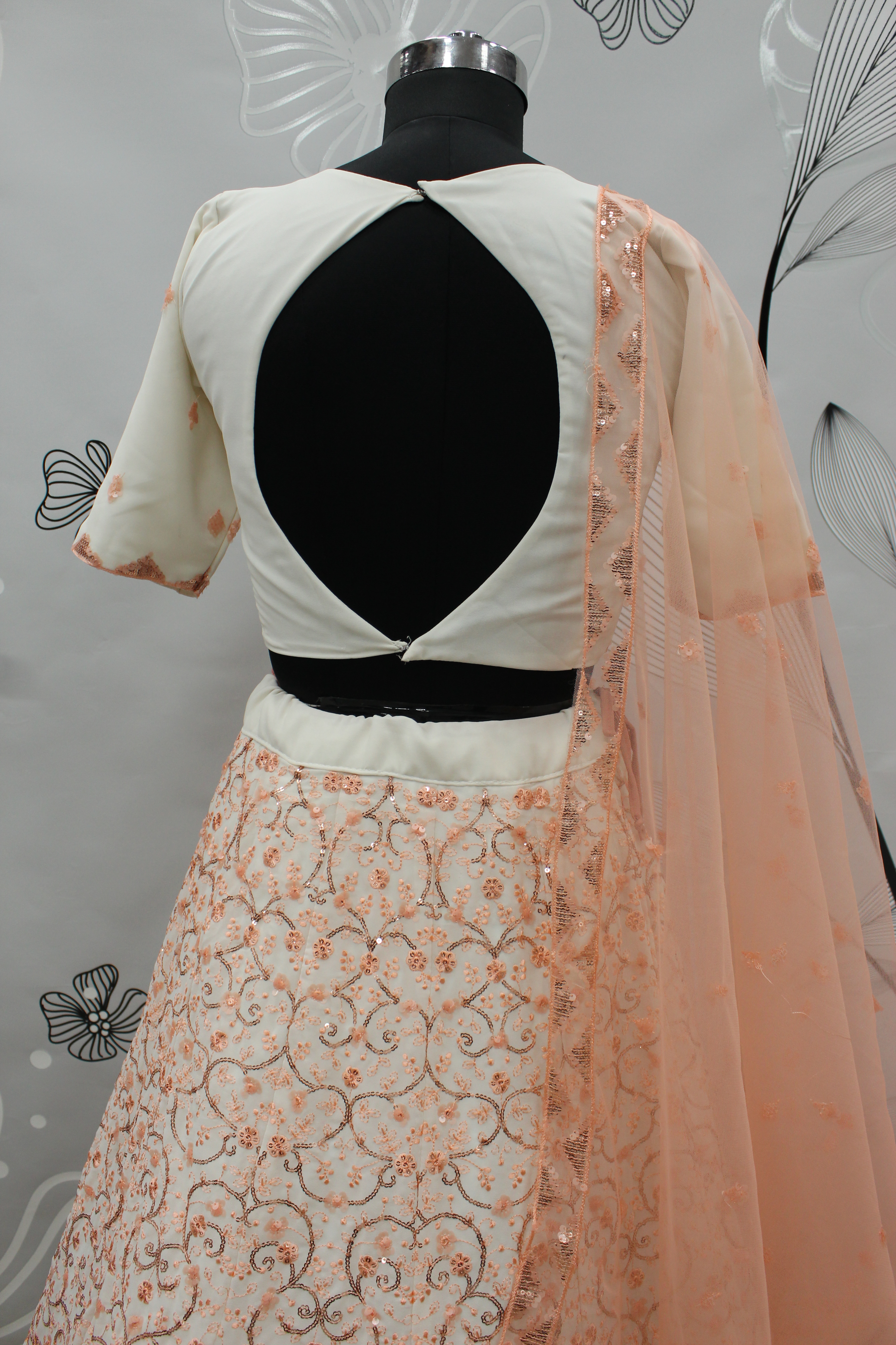 Mesmerizing Pearl White Sequins Embroidered Georgette Wedding Lehenga